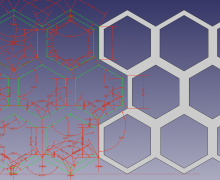 Screenshot FreeCAD. Links Skizze, Rechts Modell &copy; Hacklabor.de